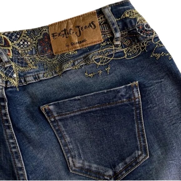 Rare Desigual Exotic Denim Jeans Women's Size 28 - Picture 6 of 12